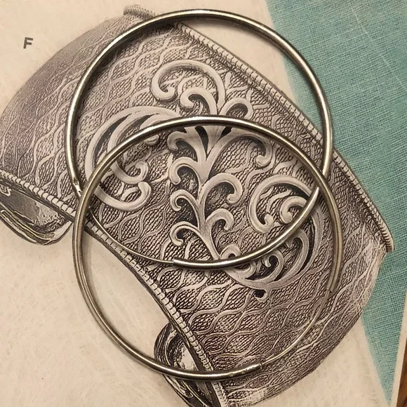 Rare Vintage Silpada Sterling Silver Flexible Endless Hoop Earrings P0696 - Picture 10 of 11